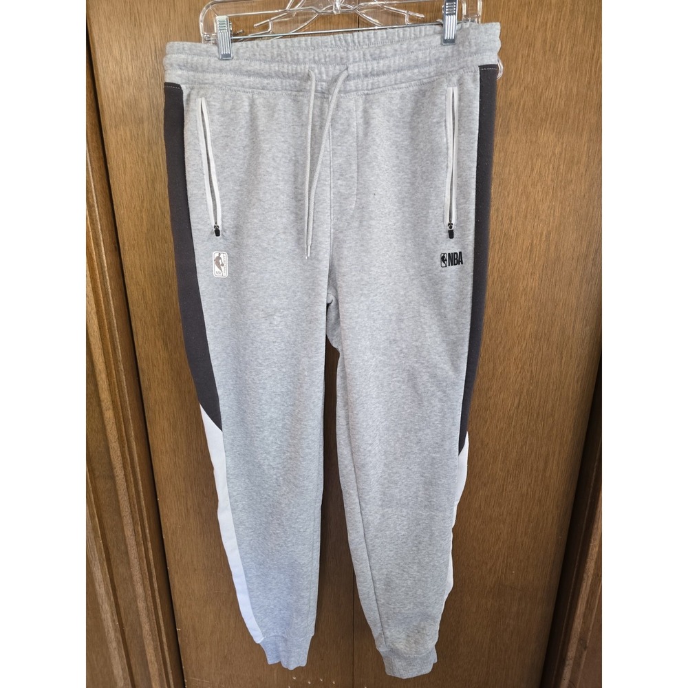 NBA‎ Brand Basketball Jogger Sweat Pants W/Zip Pockets Gray/Black/White SZ:large